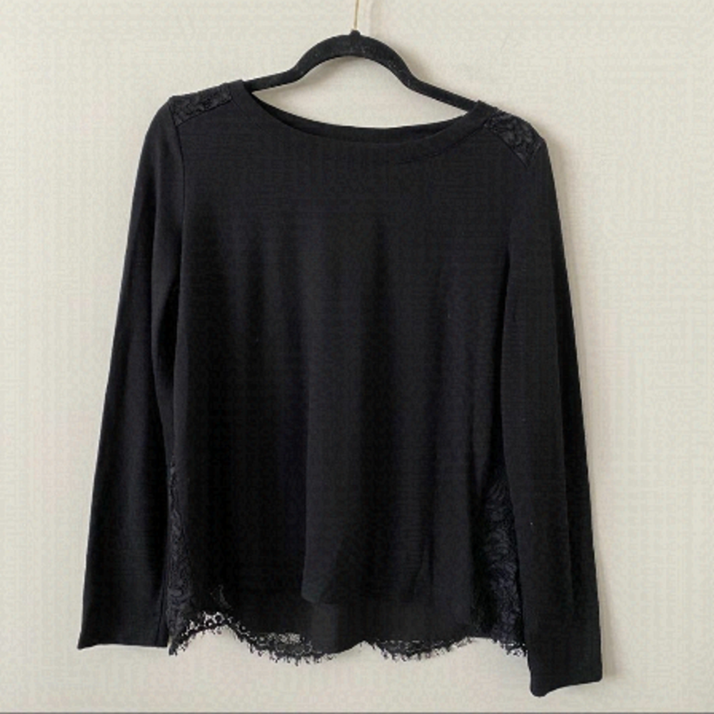 Lord & Taylor Lace Back Black Top (Medium)